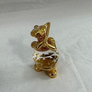 Vtg 1984 Swarovski Trimlite Crystal & Gold Tone Golfer Figurine